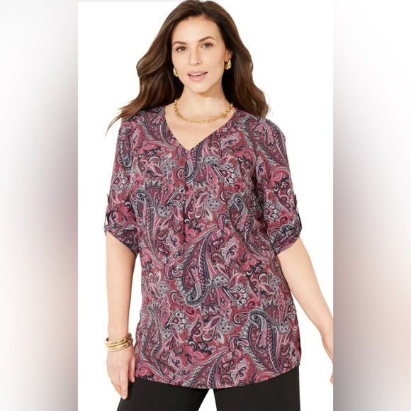NWOT Catherine’s 1X (18/20W) Paisley Print Women's Top - Picture 1 of 6
